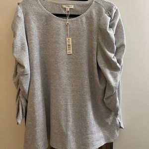 NWT thin gray long sleeve sweater ribbed 1X MAX STUDIO